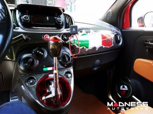 FIAT 500 Custom Dashboard - Carbon Fiber - Italian Flag w/ Black Scorpion 